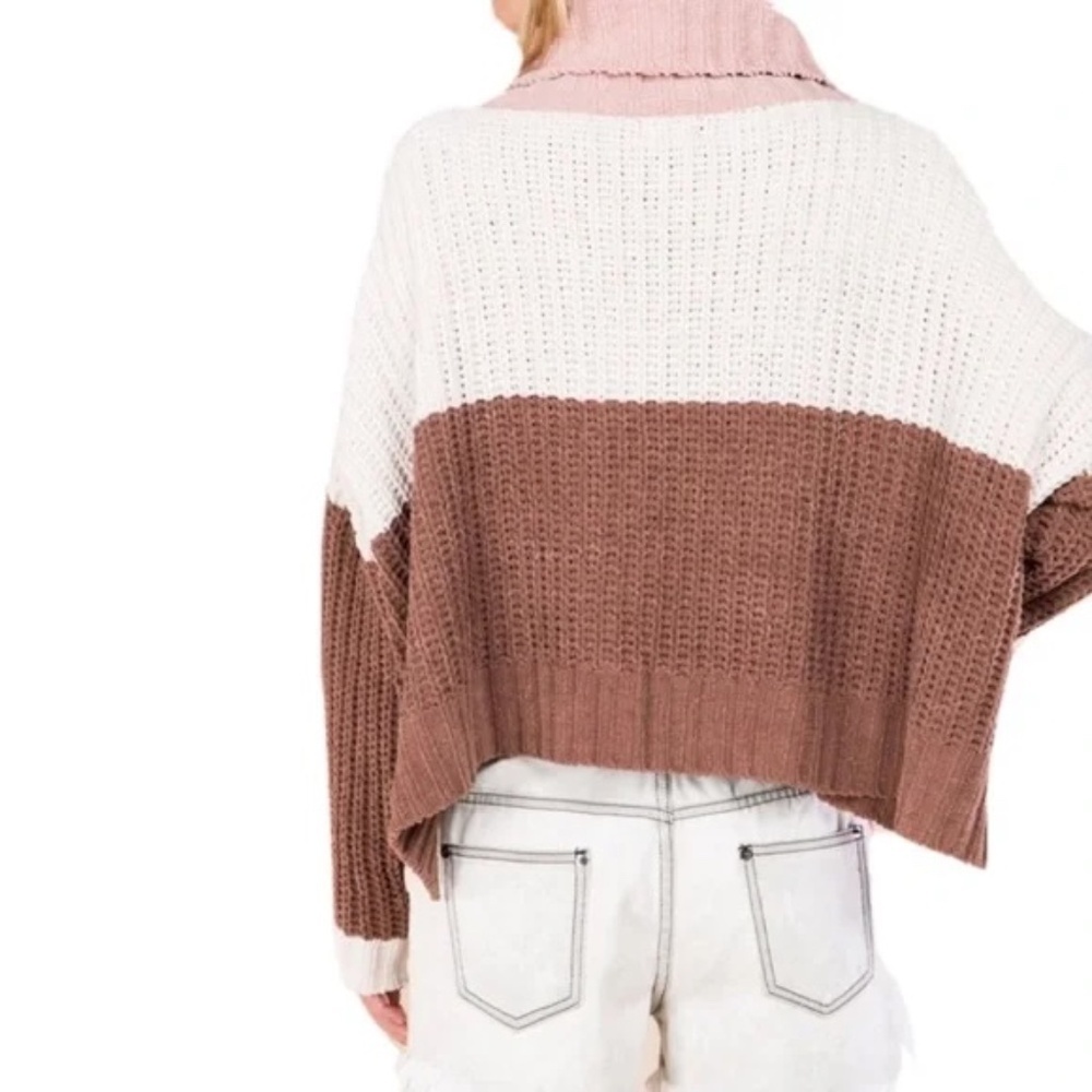 Anthropology POL Chunky Knit Oversized Sweater - Color Block - Size L - Picture 3 of 7